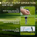 Tee Tender Adaptive Golf Ball Teeing Device. Text on image: Simple 3-step operation. How to use. Step 1 insert the ball and martini tee into Tee Tender. Step 2 push the tee into the ground and use the thumb button to release. Step 3 Open the stand and prepare to swing