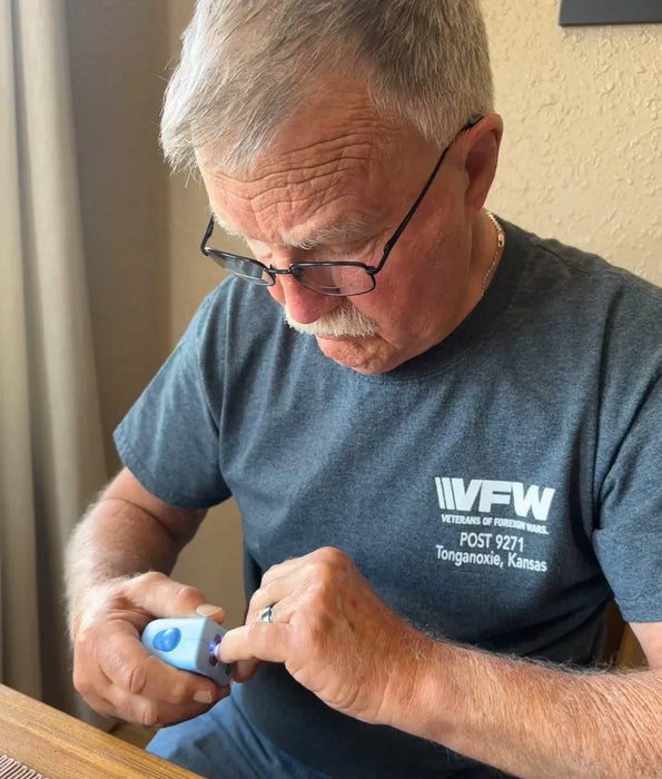 Veteran using ClipDifferent adaptive nail clipper