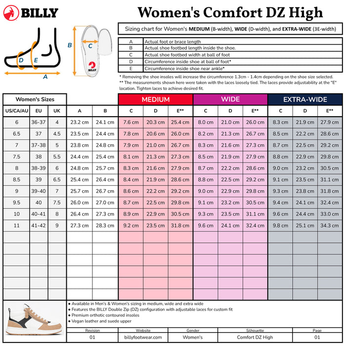 Women's White/Tan/Black BILLY Comfort DZ High