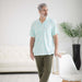 MagnaReady Untucked Short Sleeve Cooling Shirt with Magnetic Closures in Blue Leaf - adaptive cooling for limited mobility