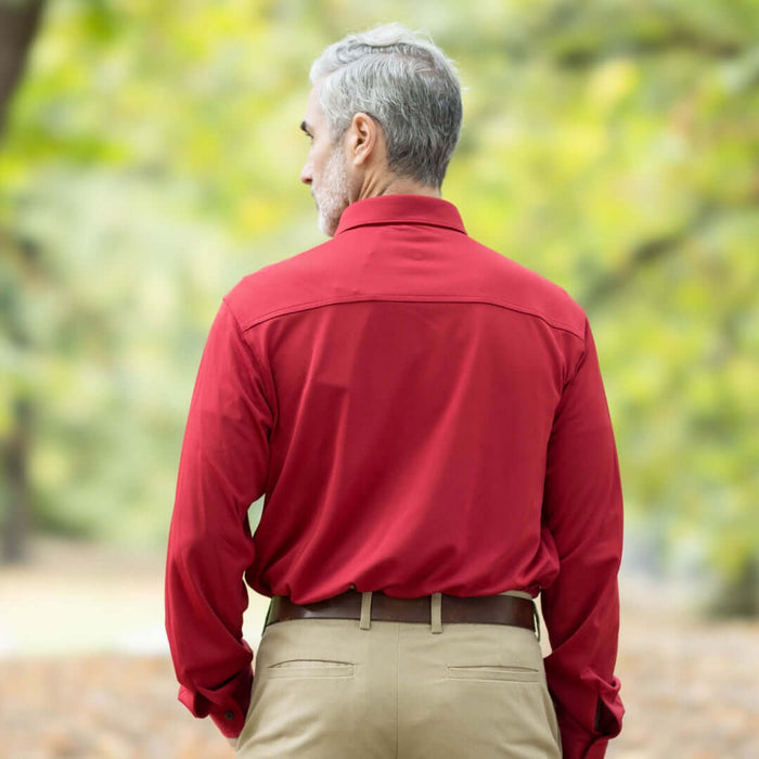 MagnaReady Adaptive Rio Red Magnetic Front Long Sleeve Cooling Shirt with Pocket - back view