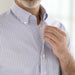 MagnaReady Short Sleeve Red White and Blue Button Down Collar Shirt with Magnetic Closures - worn by man with adaptive needs