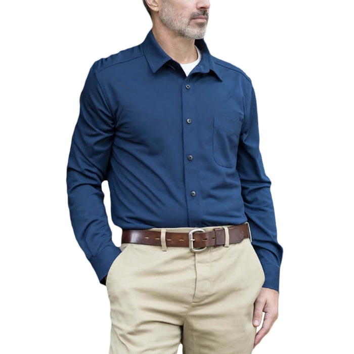 MagnaReady Adaptive Cooling True Navy Magnetic Front Long Sleeve Shirt with Pocket