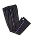 befree zipOns Adult Lightweight Adaptive Black Pants with Purple Zipper on a white background