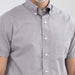 MagnaReady Dove Grey Short Sleeve Button Down Collar Shirt with Magnetic Closures - front view