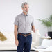 MagnaReady Dove Grey Short Sleeve Button Down Collar Shirt with Magnetic Closures - front view