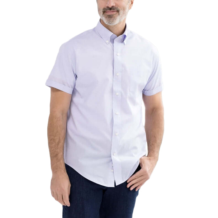MagnaReady Lavender Short Sleeve Button Down Collar Shirt with Magnetic Closures