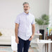 MagnaReady Lavender Short Sleeve Button Down Collar Shirt with Magnetic Closures - front view