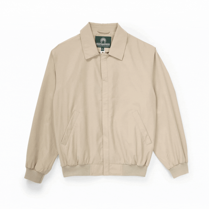 MagnaReady X Weatherproof Classic Golf Jacket with Magnetic Closures in New Stone - lifestyle shot