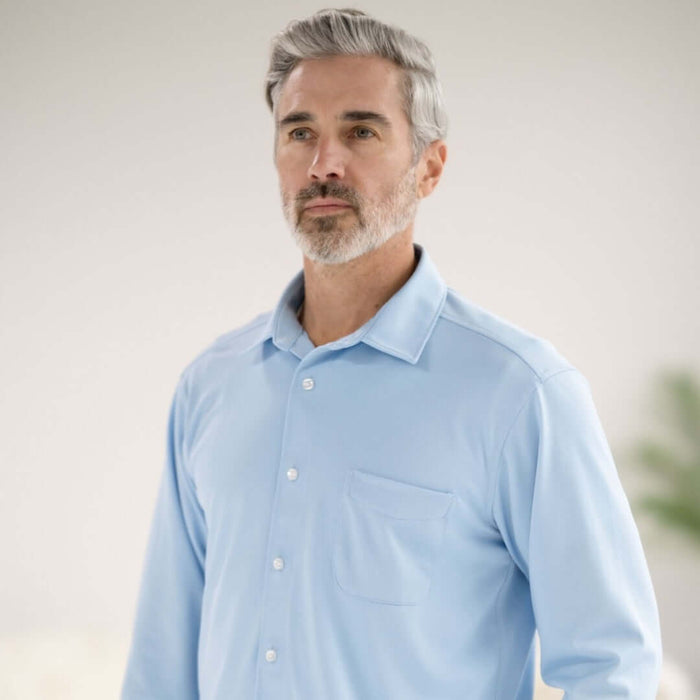 MagnaReady Adaptive Magnetic Front Cooling Carolina Blue Long Sleeve Shirt with Pocket
