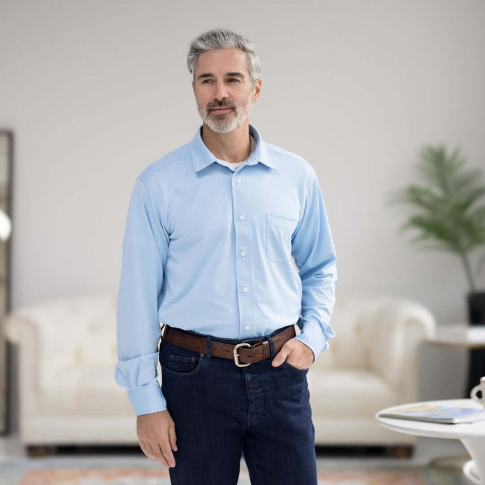 MagnaReady Adaptive Magnetic Front Cooling Carolina Blue Long Sleeve Shirt with Pocket
