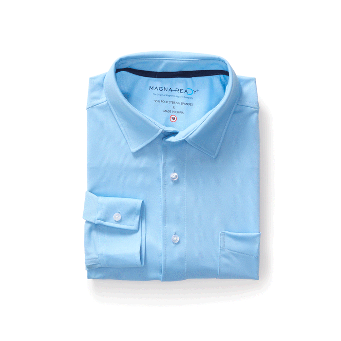 MagnaReady Adaptive Magnetic Front Cooling Carolina Blue Long Sleeve Shirt with Pocket
