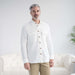 MagnaReady Magnetic Front Waffle Weave Casual Shirt with Dual Pockets in White - front view