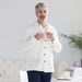 MagnaReady Magnetic Front Waffle Weave Casual Shirt with Dual Pockets in White - lifestyle view