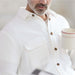 MagnaReady Magnetic Front Waffle Weave Casual Shirt with Dual Pockets in White - dual oversized pockets