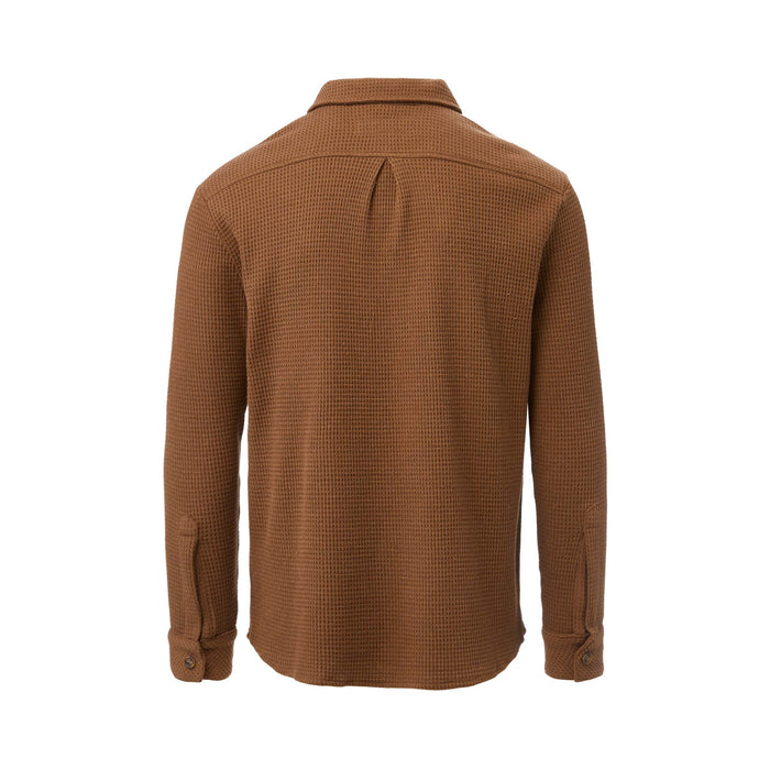 MagnaReady Magnetic Front Waffle Weave Casual Shirt with Dual Pockets in Choco - back view