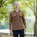 MagnaReady Magnetic Front Waffle Weave Casual Shirt with Dual Pockets in Choco - front view