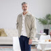 MagnaReady X Weatherproof Classic Golf Jacket with Magnetic Closures in New Stone - front view