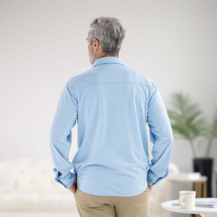 MagnaReady Adaptive Magnetic Front Cooling Carolina Blue Long Sleeve Shirt with Pocket