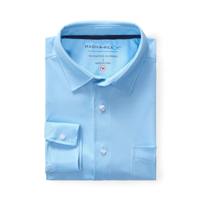 MagnaReady Adaptive Magnetic Front Cooling Carolina Blue Long Sleeve Shirt with Pocket