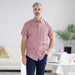 MagnaReady Orange Plaid Short Sleeve Button Down Collar Shirt with Magnetic Closures - magnetic closure detail