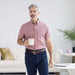 MagnaReady Orange Plaid Short Sleeve Button Down Collar Shirt with Magnetic Closures - worn by man with adaptive needs