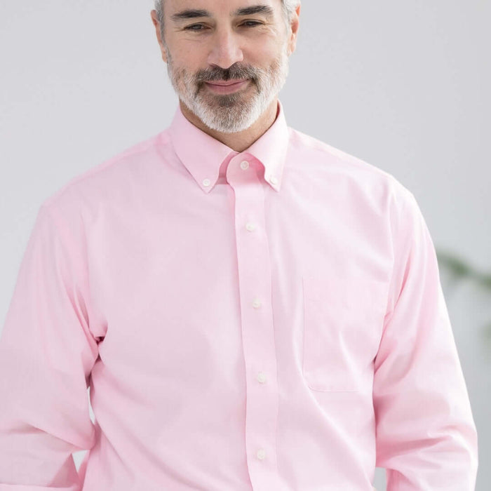MagnaReady Pink Long Sleeve Button Down Collar Shirt with Magnetic Closures - front view