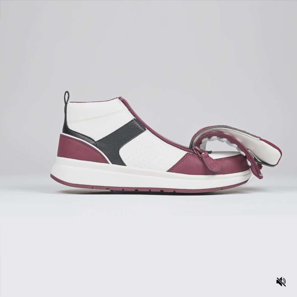 Video of Women's White/Wine/Black BILLY Comfort DZ High on a white background