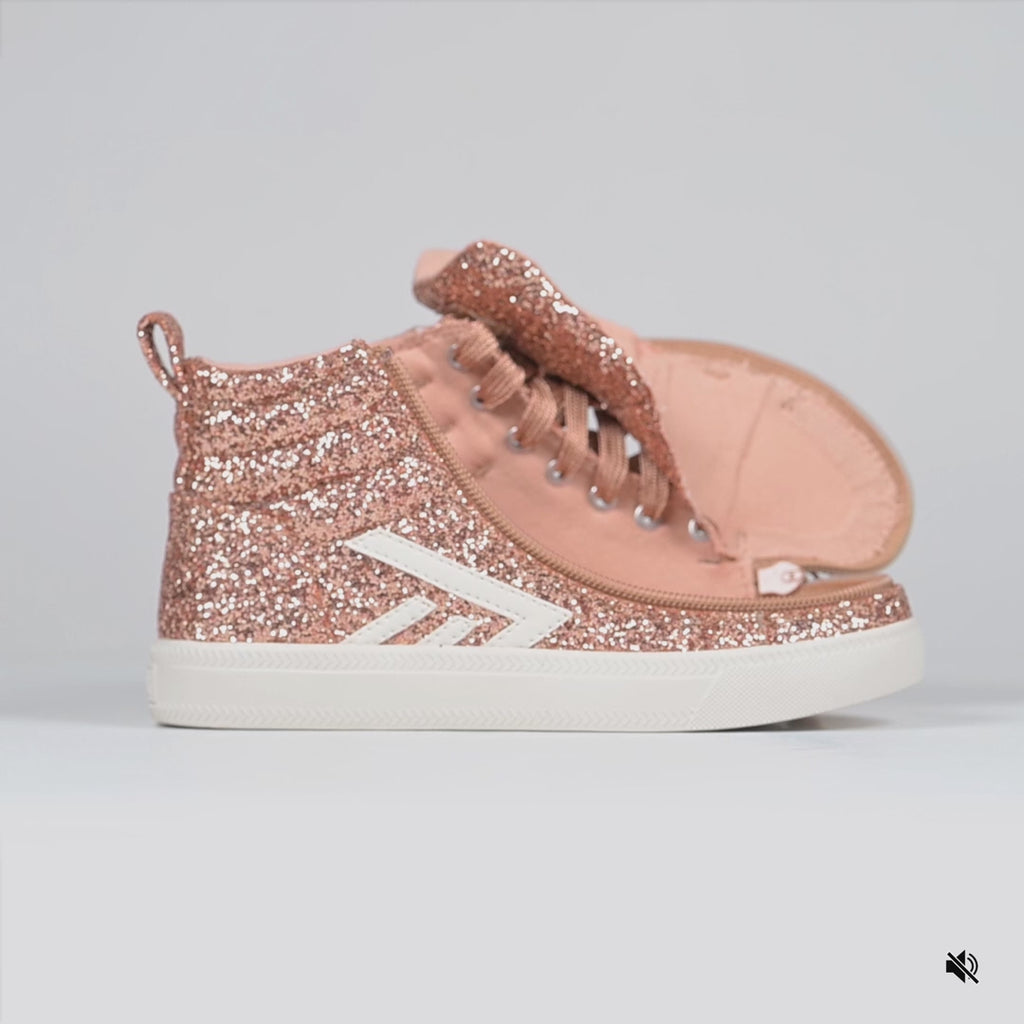 Video of Rose Gold Glitz BILLY CS High on a white background