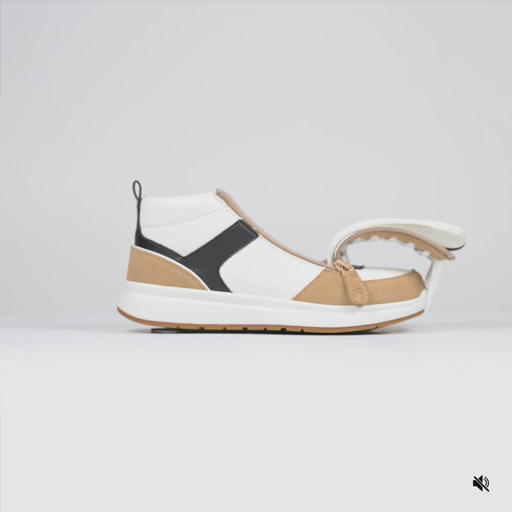 Video of Women's White/Tan/Black BILLY Comfort DZ High on a white background