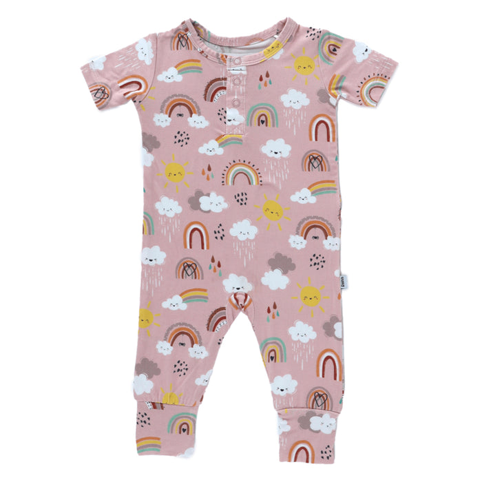 Rainn Bamboo Rainnbow Pull Up Romper on a white background