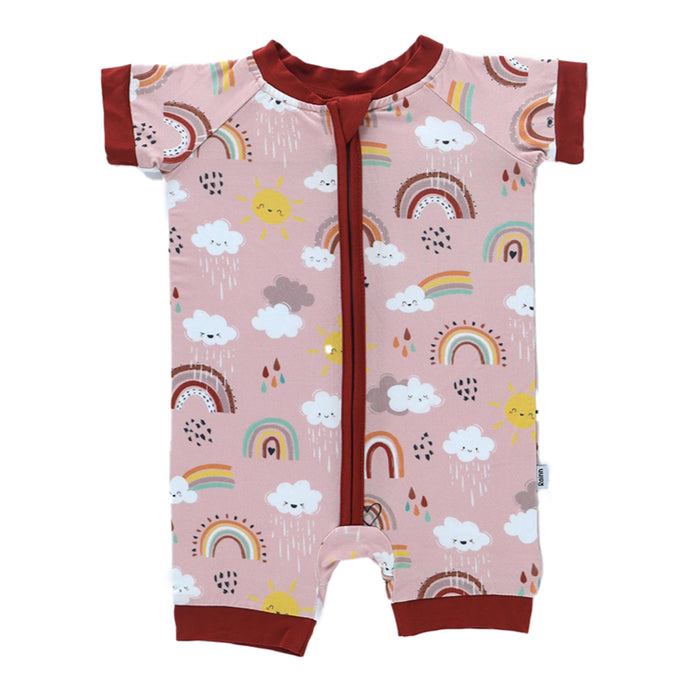 Rainn Bamboo Rainnbow Short Zipp Romper on a white background
