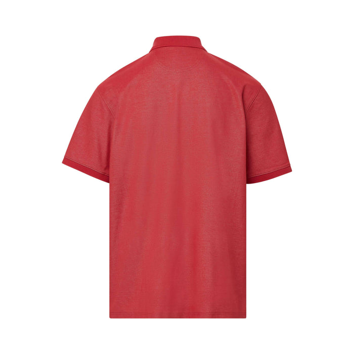 MagnaReady Red Heather Pique Knit Short Sleeve Polo with Magnetic Closures - back view