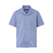 MagnaReady Short Sleeve Untucked Blue Camp Casual Shirt with Magnetic Closures - camp collar detail