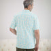MagnaReady Untucked Short Sleeve Cooling Shirt with Magnetic Closures in Blue Leaf - back view
