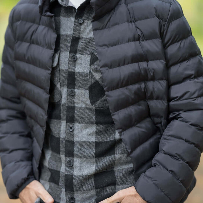 MagnaReady Weatherproof Water-Resistant Puffer Jacket in Black - lifestyle shot
