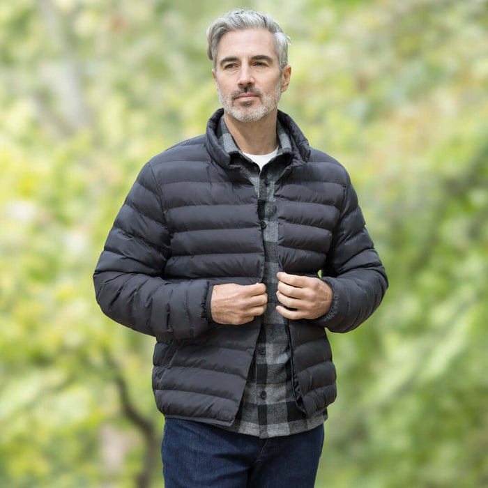MagnaReady Weatherproof Water-Resistant Puffer Jacket in Black - front view