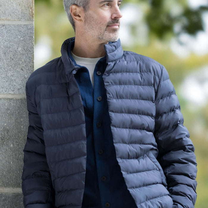 MagnaReady Weatherproof Water-Resistant Puffer Jacket in Navy - front view