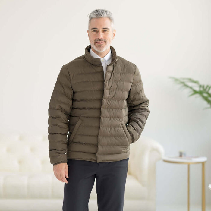MagnaReady Weatherproof Water-Resistant Puffer Jacket in Olive - front view