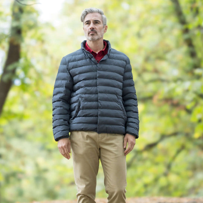 MagnaReady Weatherproof Water-Resistant Puffer Jacket in Pewter - lifestyle shot