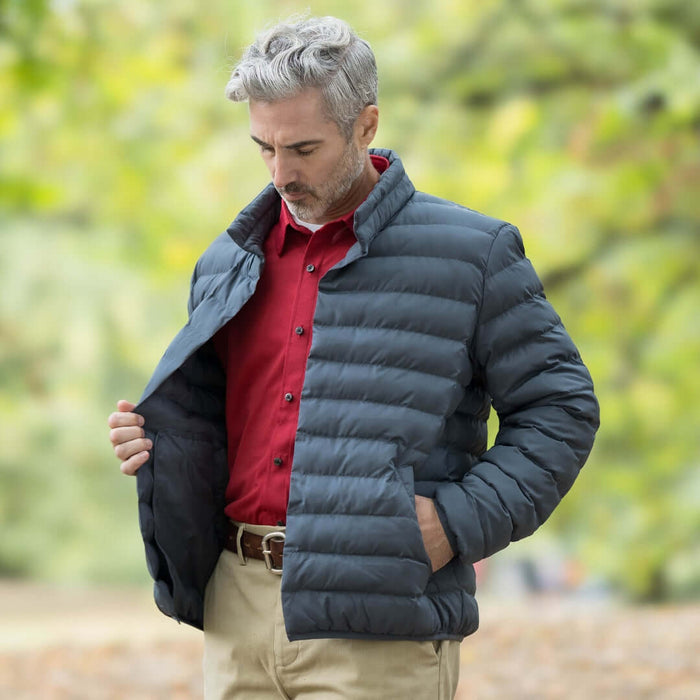 MagnaReady Weatherproof Water-Resistant Puffer Jacket in Pewter - front view