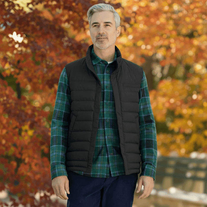 MagnaReady Weatherproof Puffer Magnetic Front Vest in Black - front view