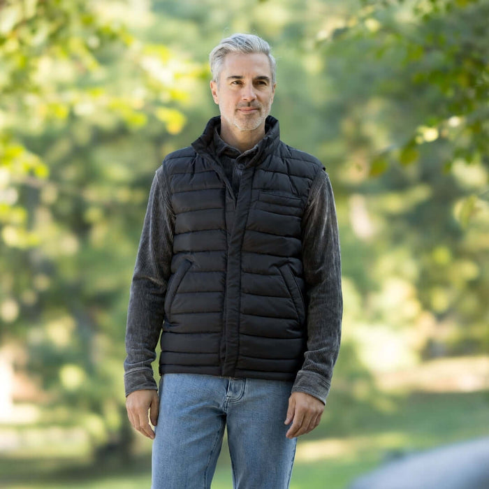 MagnaReady Weatherproof Puffer Magnetic Front Vest in Black - front view