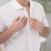 MagnaReady White Pique Knit Short Sleeve Polo with Magnetic Closures - detail view
