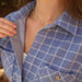 MagnaReady Women's Adaptive Blue and White Flannel Shirt with Magnetic Closures - cozy comfortable style