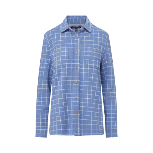 MagnaReady Women's Adaptive Blue and White Flannel Shirt with Magnetic Closures - cozy style detail