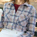 MagnaReady Women's Adaptive Navy and Grey Flannel Shirt with Magnetic Closures - cozy fashion view