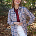 MagnaReady Women's Adaptive Navy and Grey Flannel Shirt with Magnetic Closures - front view