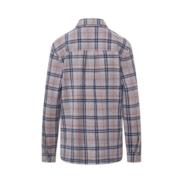MagnaReady Women's Adaptive Navy and Grey Flannel Shirt with Magnetic Closures - rear view