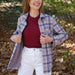 MagnaReady Women's Adaptive Navy and Grey Flannel Shirt with Magnetic Closures - comfortable accessible view